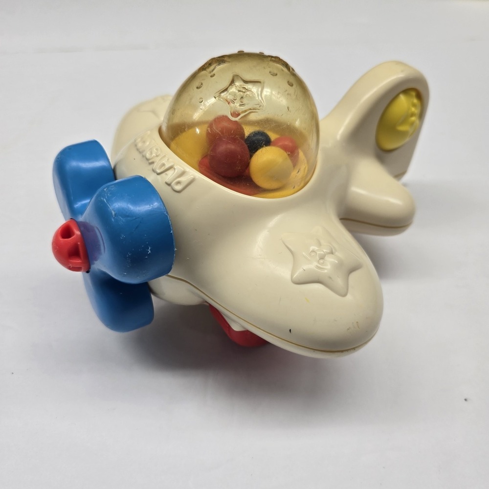 Vintage 1988 Playskool Airplane Baby Toy Spinner Bouncing Balls Rolling